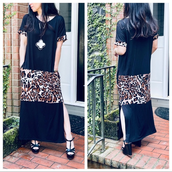 Color block loose fit side pockets maxi dress - Picture 2 of 9